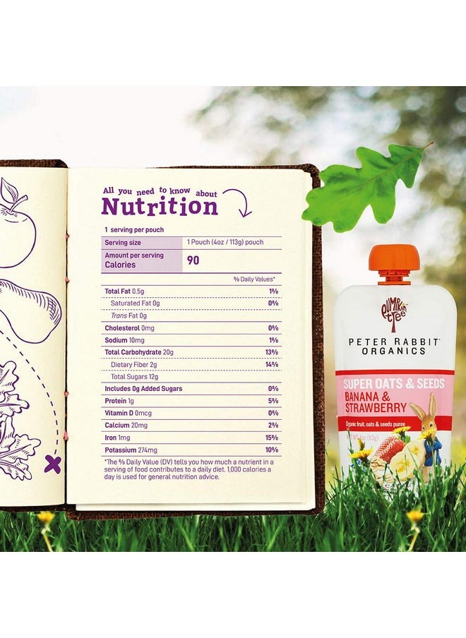 Pumpkin Tree Organics Super Oats & Seeds, Banana & Strawberry Fruit Packet, 4 Ounce (Pack of 10)