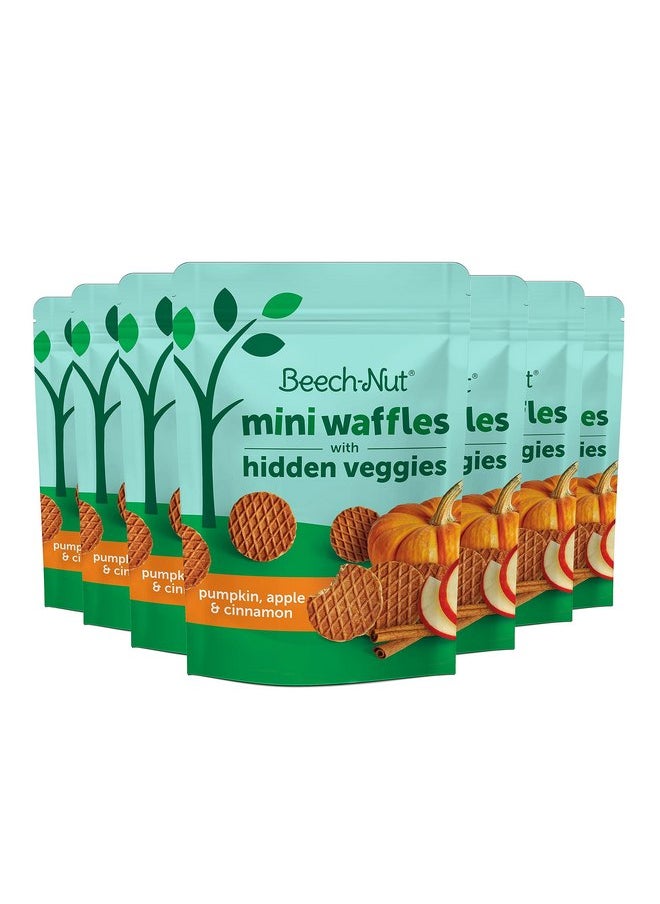 Beech-Nut Toddler Snacks, Mini Waffles with Hidden Veggies, Pumpkin Apple Cinnamon, Non-GMO, 3.2 oz Bag (7 Pack)