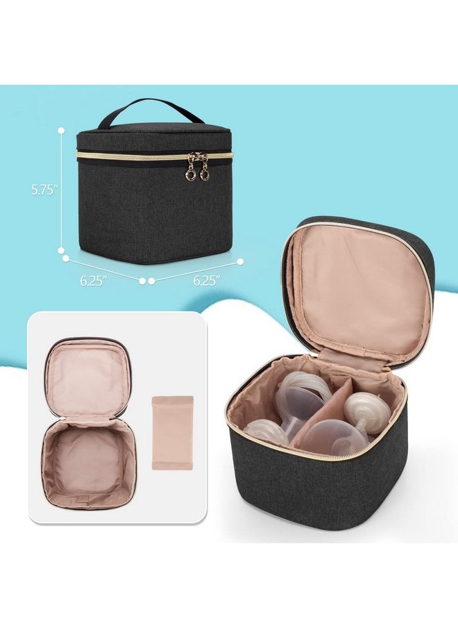 Luxja Breast Pump Bag (with a Breastmilk Cooler Bag, a Small Carrying Case and a Waterproof Mat) Compatible with Spectra S1 and S2, Pumping Bag for Breast Pump and Extra Parts, Black