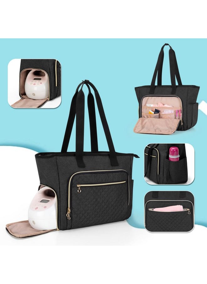 Luxja Breast Pump Bag (with a Breastmilk Cooler Bag, a Small Carrying Case and a Waterproof Mat) Compatible with Spectra S1 and S2, Pumping Bag for Breast Pump and Extra Parts, Black