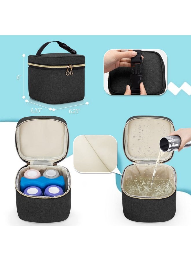 Luxja Breast Pump Bag (with a Breastmilk Cooler Bag, a Small Carrying Case and a Waterproof Mat) Compatible with Spectra S1 and S2, Pumping Bag for Breast Pump and Extra Parts, Black