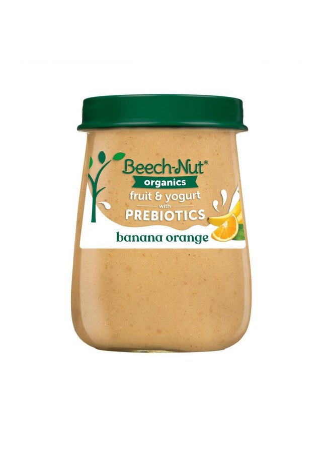 Beech-Nut Organic Fruit & Yogurt Baby Food Jars with Prebiotics, Organic Banana Orange & Yogurt Puree, Stage 2 Baby Food for Babies 6 Months and Up, Non-GMO, 4oz Glass Jars, 10ct