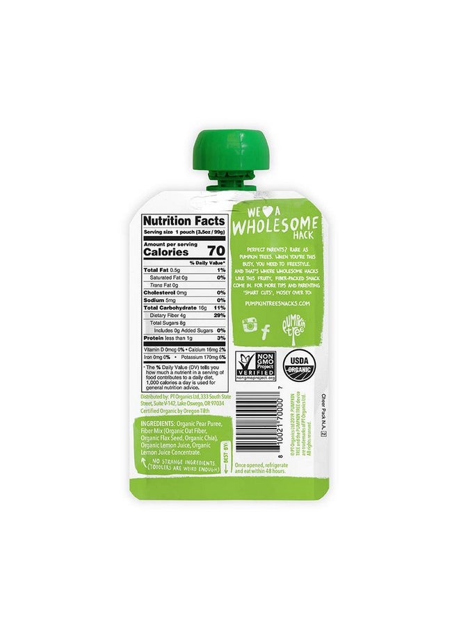 Pumpkin Tree Organics Fruit Snack Pouch, Pear + Fiber + A Squeeze of Lemon, 3.5 Ounce (Pack of 10)