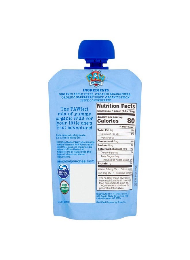Paw Patrol Bold Blueberry Organic Mixed Fruit Squeeze Pouch, 3.5 Ounce (Pack of 10)