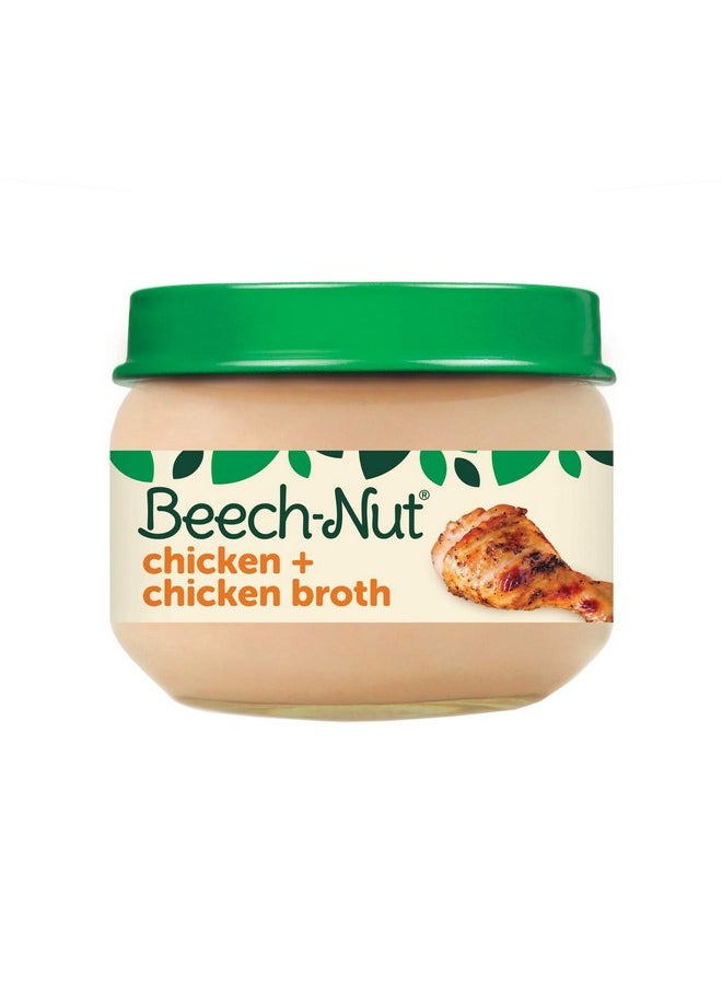 Beech-Nut Meat Baby Food Jars, Chicken & Chicken Broth Puree, 7g Protein, Stage 1 Baby Food for Babies 4 Months and Up, 2.5oz Glass Jars, 10ct