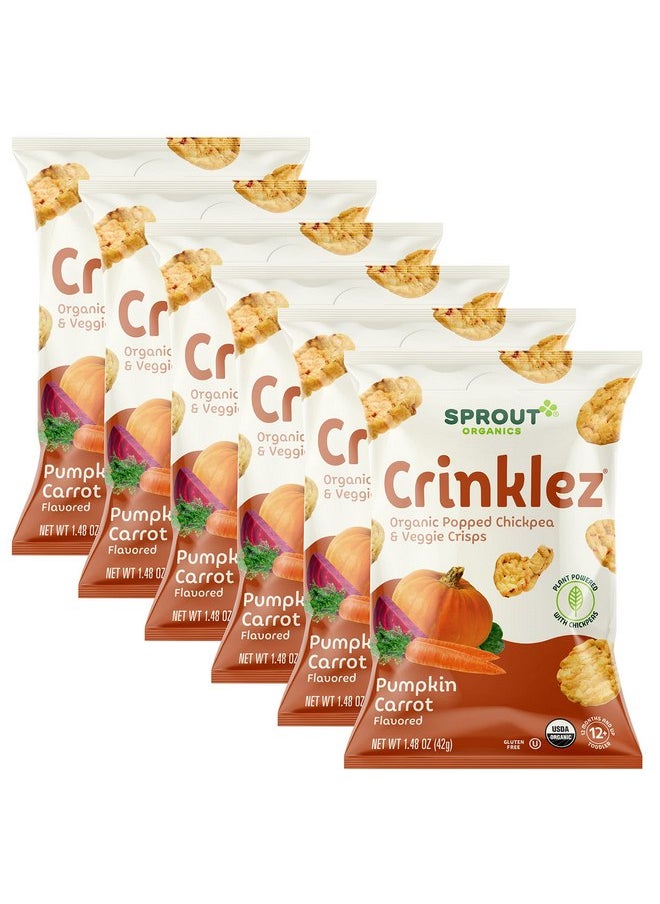 Sprout Organic Baby Food, Stage 4 Toddler Veggie Snacks, Pumpkin Carrot Crinklez, 1.48 Ounce (Pack of 6)