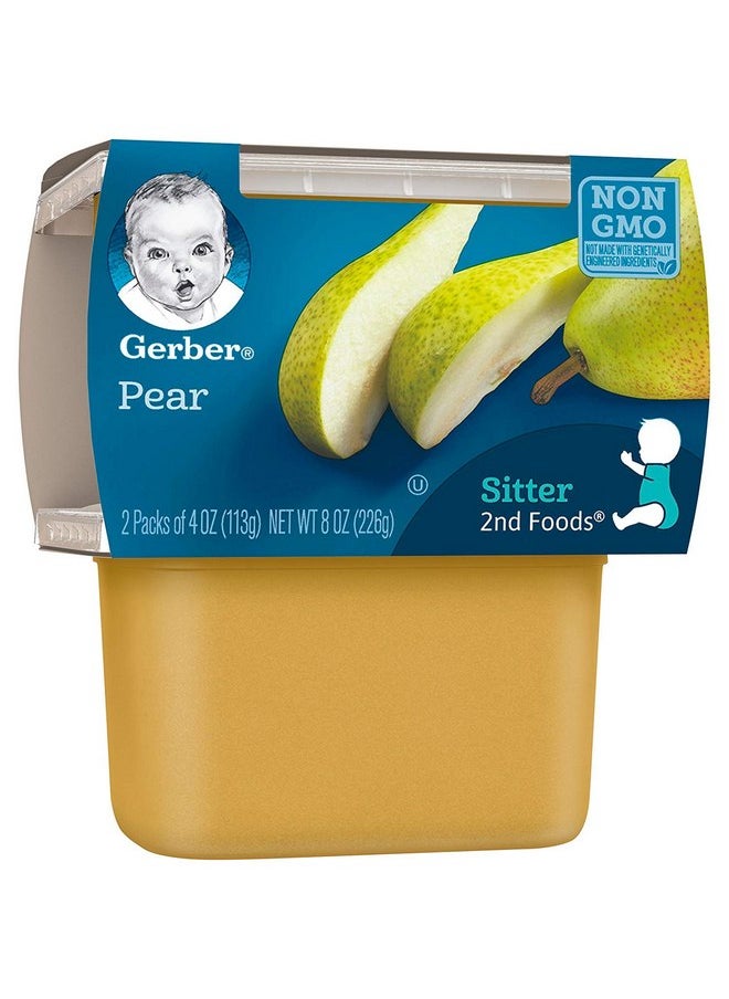 Gerber 2nd Food Baby Food Pear Puree, Natural & Non-GMO, 4 Ounce Tubs, 2-Pack (Pack of 8)