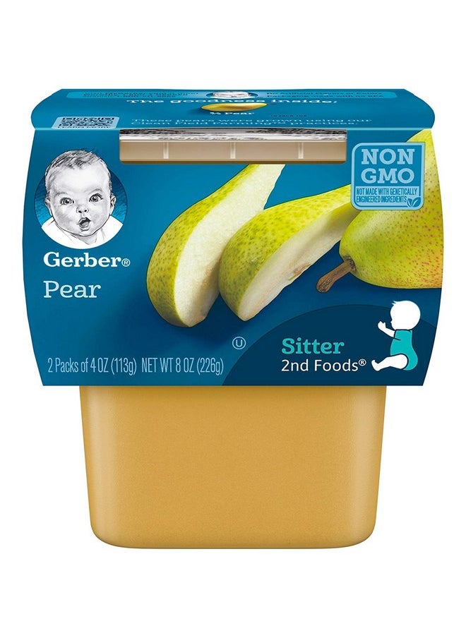 Gerber 2nd Food Baby Food Pear Puree, Natural & Non-GMO, 4 Ounce Tubs, 2-Pack (Pack of 8)