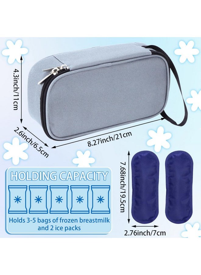 ISUSSER Breastmilk Cooler Bag with Ice Pack, Portable Insulated Breast Milk Storage Cooler Bag, Small Stylish Breastmilk Storage Bag Cooler with Wrist Strap, Refrigerate 3-5 Bags of Breastmilk (Grey)
