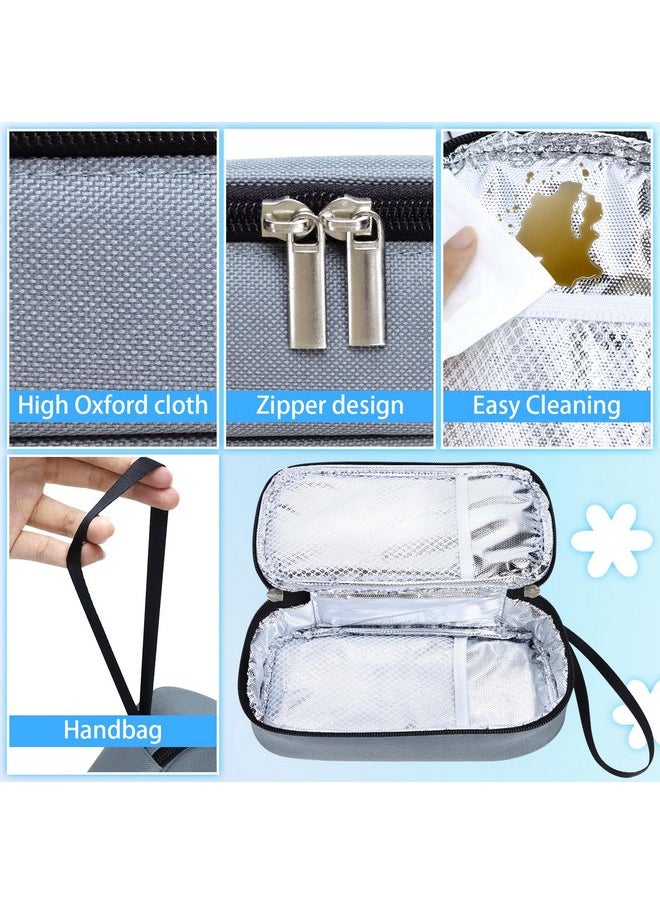 ISUSSER Breastmilk Cooler Bag with Ice Pack, Portable Insulated Breast Milk Storage Cooler Bag, Small Stylish Breastmilk Storage Bag Cooler with Wrist Strap, Refrigerate 3-5 Bags of Breastmilk (Grey)
