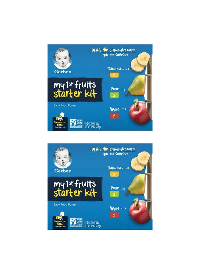 Gerber My 1st Fruits Starter Kit, Banana, Pear & Apple Puree, 2 Ounce Tubs, 2-Pack (Set of 6)