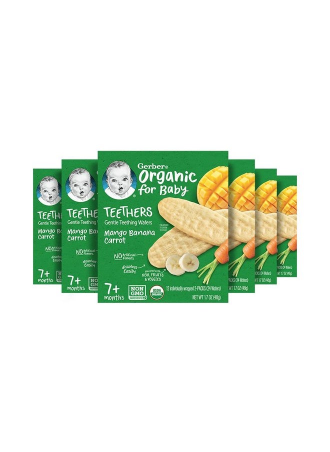 Gerber Snacks for Baby Teethers, Organic Gentle Teething Wafers, Mango Banana Carrot, 1.7 Ounce (Pack of 6)