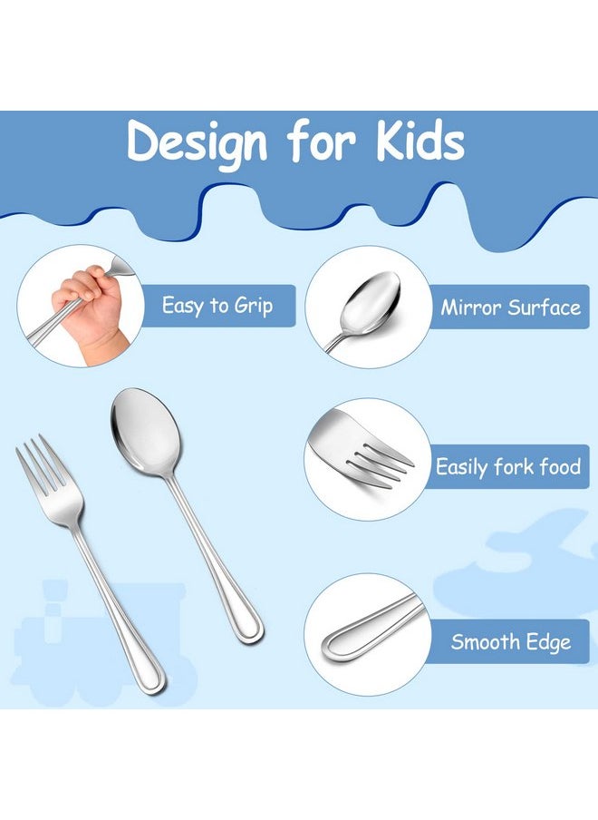 TeamFar Toddler Utensils, Stainless Steel Toddler Silverware Small Kid Cutlery Set for Self-Feeding, with Line Patterned Edge, Healthy & Non Toxic, Mirror Surface & Dishwasher Safe-3 Forks + 3 Spoons