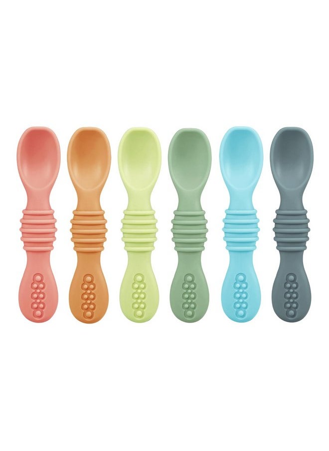 PandaEar 6 Pack Silicone Baby Spoons Self Feeding 6 Months for Toddler - Baby Led Weaning Utensils 6-12 Months - Infant Spoons First Stage - Baby Feeding Essentials - Baby Eating Utensils Set