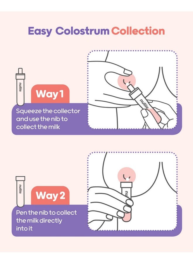 Nuliie Colostrum Collector Kit 7ml/6pcs, Leakproof, Reusable Breast Milk Collector, Heat & Freezer Resistant, BPA-Free, With Cotton Cloth Wipe, Storage Case, Cleaning Brush - Ready-to-Use for Newborns