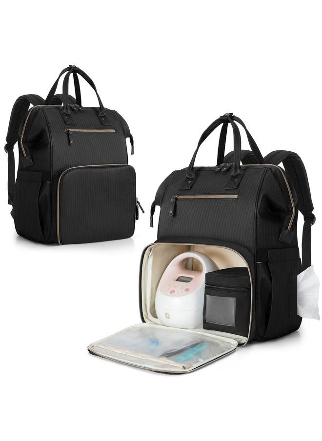 Breast Pump Backpack Compatible with Spectra S1, S2, Medela and Cooler Bag, Breast Pump Bag with Laptop Sleeve, Breast Pump Carrying Diaper Bag for Working Moms, Black