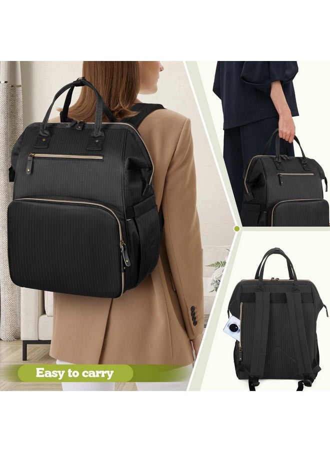 Breast Pump Backpack Compatible with Spectra S1, S2, Medela and Cooler Bag, Breast Pump Bag with Laptop Sleeve, Breast Pump Carrying Diaper Bag for Working Moms, Black