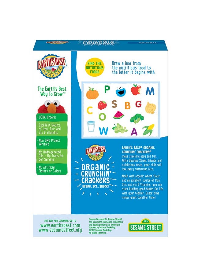 Earth's Best Organic Sesame Street Toddler Crunchin' Crackers, Original, 5.3 oz. Box