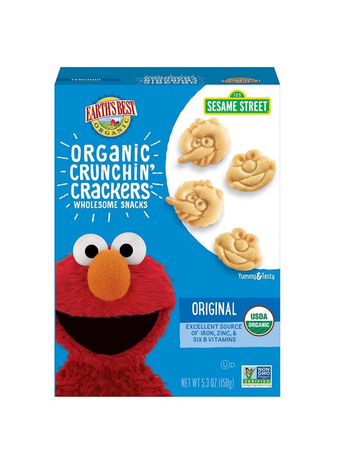 Earth's Best Organic Sesame Street Toddler Crunchin' Crackers, Original, 5.3 oz. Box