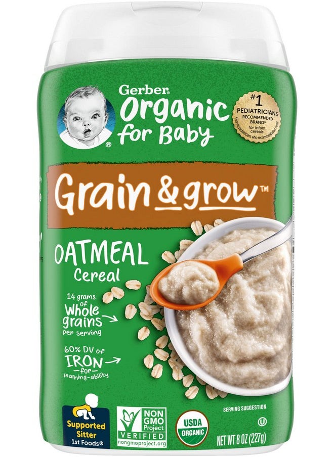 Gerber Baby Cereal, Organic Oatmeal, 8 Ounce