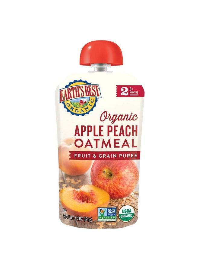 Earths Best Baby Puree Apple Peach Or, 4.2 oz