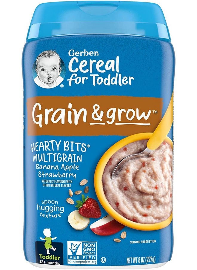 Gerber Baby Cereal Hearty Bits Multigrain Cereal Banana Apple Strawberry, 8 Ounce