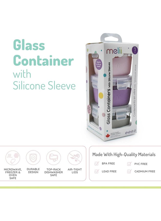 Glass Food Storage Containers With Silicone Sleeve, Resistant Borosilicate, Airtight And LeakproOf Locking Lid, Oven, Microwave, Freezer And Dishwasher safe, 5.4Oz - Mint, Blue, Lime