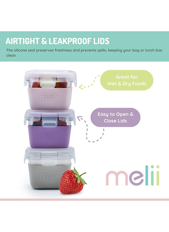 Glass Food Storage Containers With Silicone Sleeve, Resistant Borosilicate, Airtight And LeakproOf Locking Lid, Oven, Microwave, Freezer And Dishwasher safe, 5.4Oz - Mint, Blue, Lime