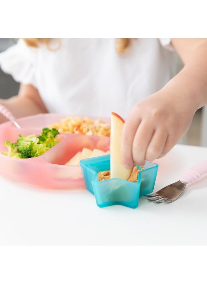 Bumkins Baby Silicone Little Dippers, Attaches to Bowls, Dishes and Plates, Sauce Cup, Holds Condiments, Dip, Puree, Toppings, Baby Led Weaning, Essential Feeding Supplies, Babies 6 Months Up, Blue