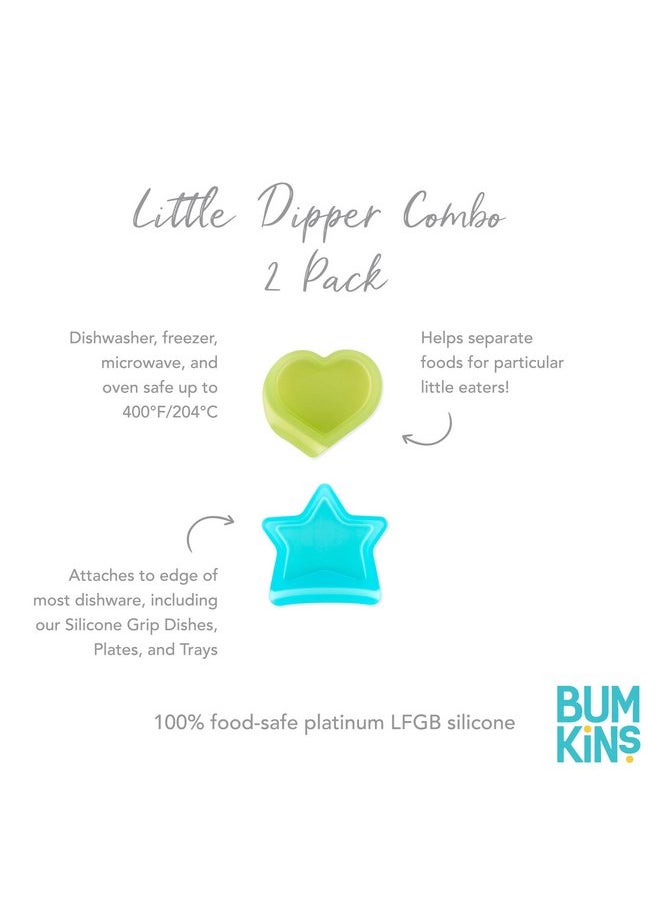Bumkins Baby Silicone Little Dippers, Attaches to Bowls, Dishes and Plates, Sauce Cup, Holds Condiments, Dip, Puree, Toppings, Baby Led Weaning, Essential Feeding Supplies, Babies 6 Months Up, Blue