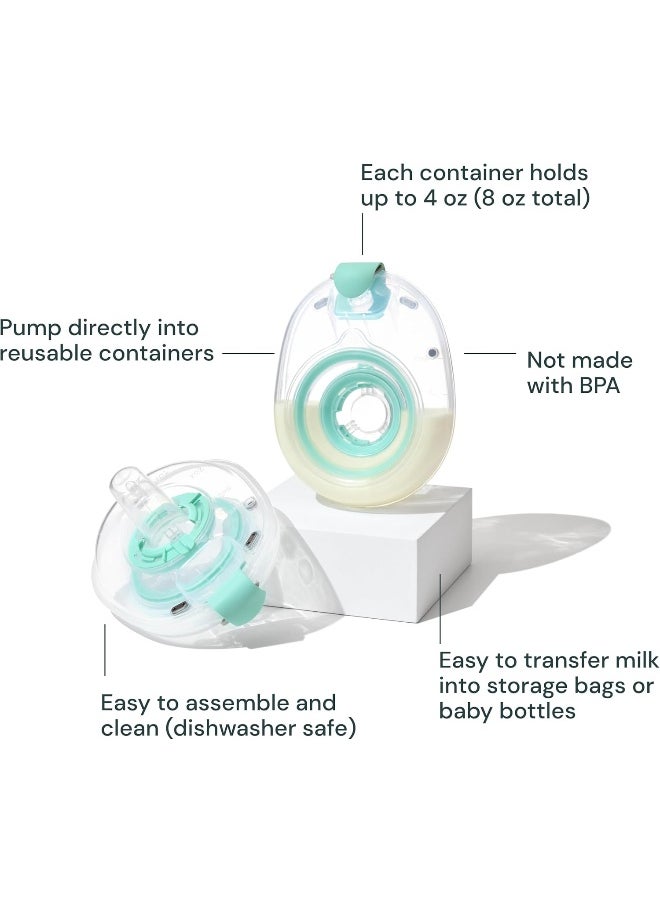 Willow 360 Reusable Breast Milk Containers 2-Count - 27mm Flange - Holds 4 oz. Per Container - Breastfeeding Essential for The Willow 360 or 3.0 Wearable Breast Pump, Hands-Free Pumping