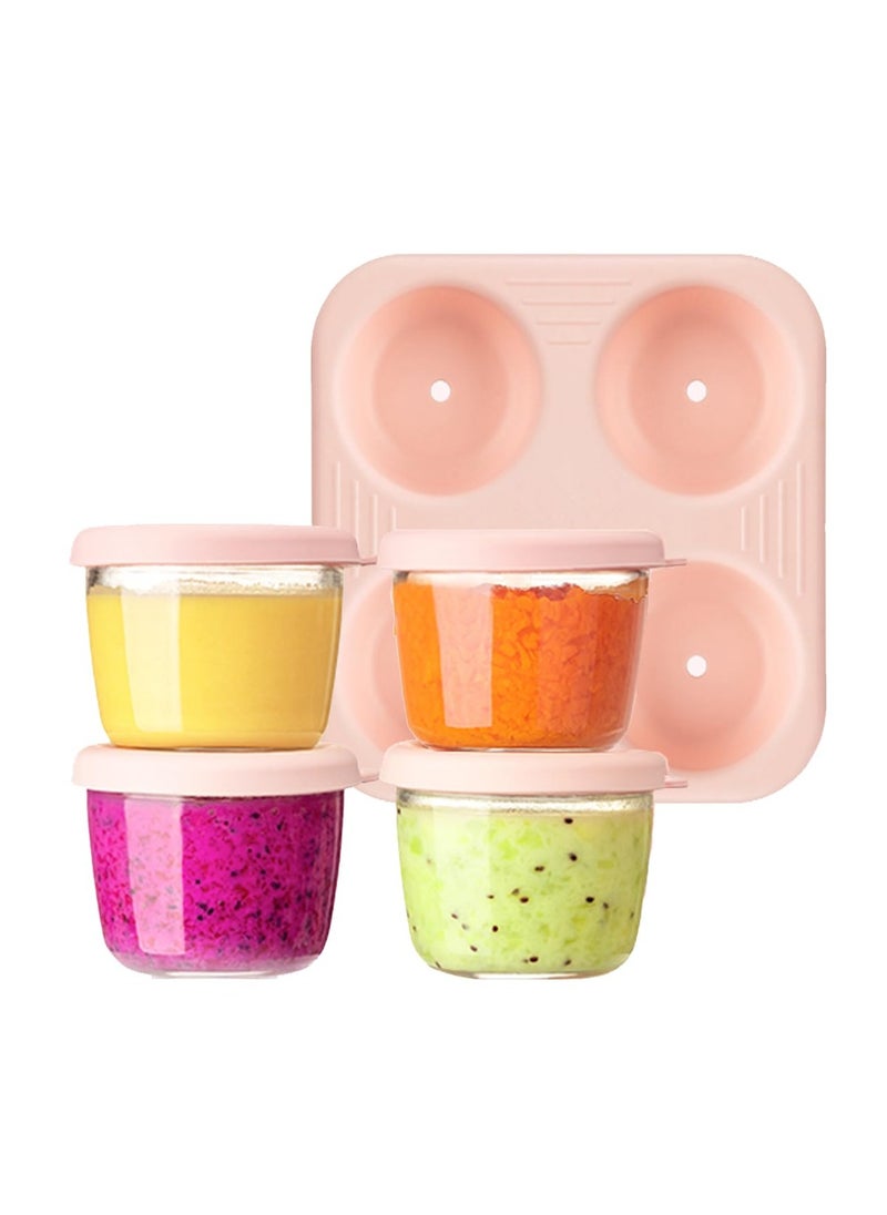 Set of 4 Glass Baby Food Jars 26oz 75ml BPA Free Leakproof Airtight Reusable Baby Puree Containers with Stackable Tray for Food Storage