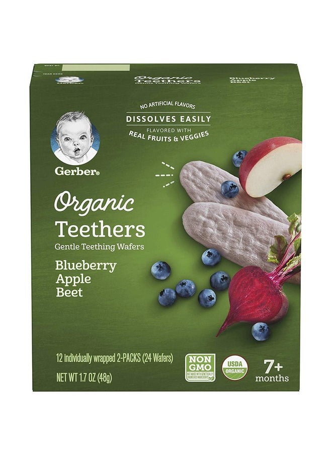 Gerber 2nd Foods Organic for Baby Teethers, Blueberry Apple Beet, 1.7 oz Box (12 Pack)