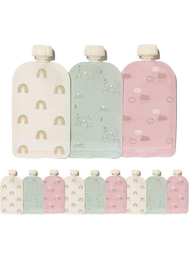 Hippypotamus Reusable Baby Food Pouches - 12 Pack - Baby Food Storage - Pouches Toddler - Refillable Squeeze Pouch for Kids