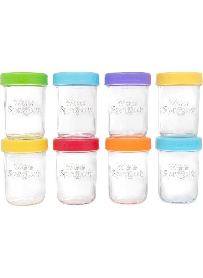 WeeSprout Glass Baby Food Storage Jars w/Lids (8 oz, 8 Pack Set)