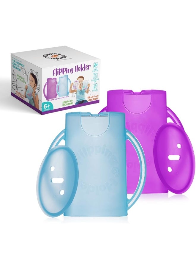 Flipping Holder Squeeze Proof Deluxe with lid for Food Pouches & Juice Boxes