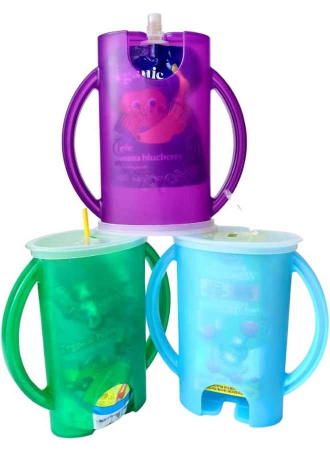 Flipping Holder Squeeze Proof Deluxe with lid for Food Pouches & Juice Boxes