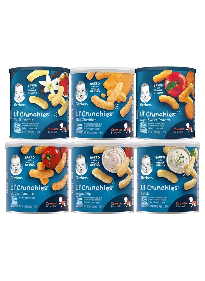 Gerber Snacks for Baby Lil’ Crunchies Baked Grain Snack (Sampler, Pack of 6)