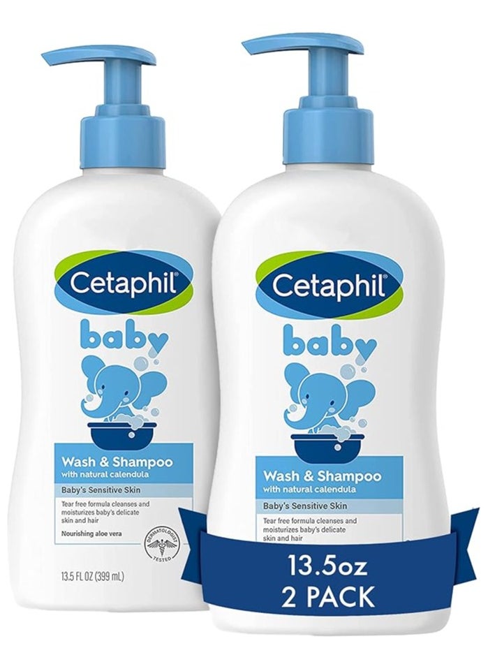 Cetaphil Baby Wash & Shampoo, 13.5oz Pack of 2, Hypoallergenic, Soap Free