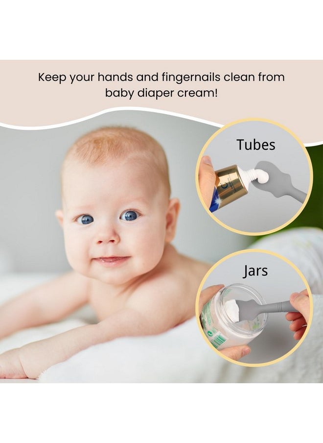 Large Size Baby Diaper Cream Spatula Applicator Soft Silicone Baby Butt Paste Spatula (2Pack, Sand/Natural)