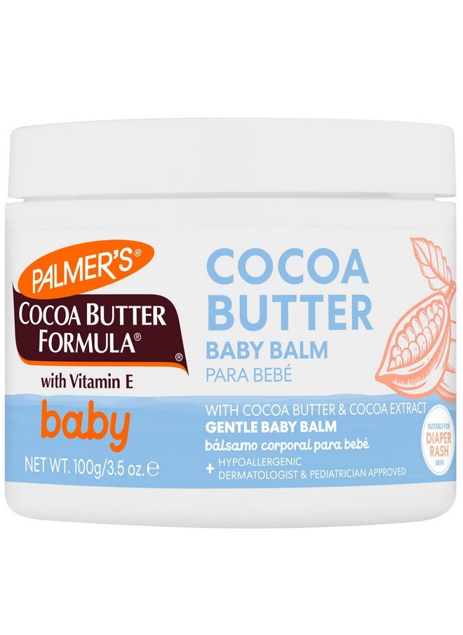 Palmer's Baby Balm, Cocoa Butter Formula Hydrating Baby Cream, 3.5 Oz, Nourishing Dry Skin, Eczema, Cradle Cap & Diaper Rash Cream, Hypoallergenic, 48Hr Moisture, Dermatologist Tested Baby Essentials