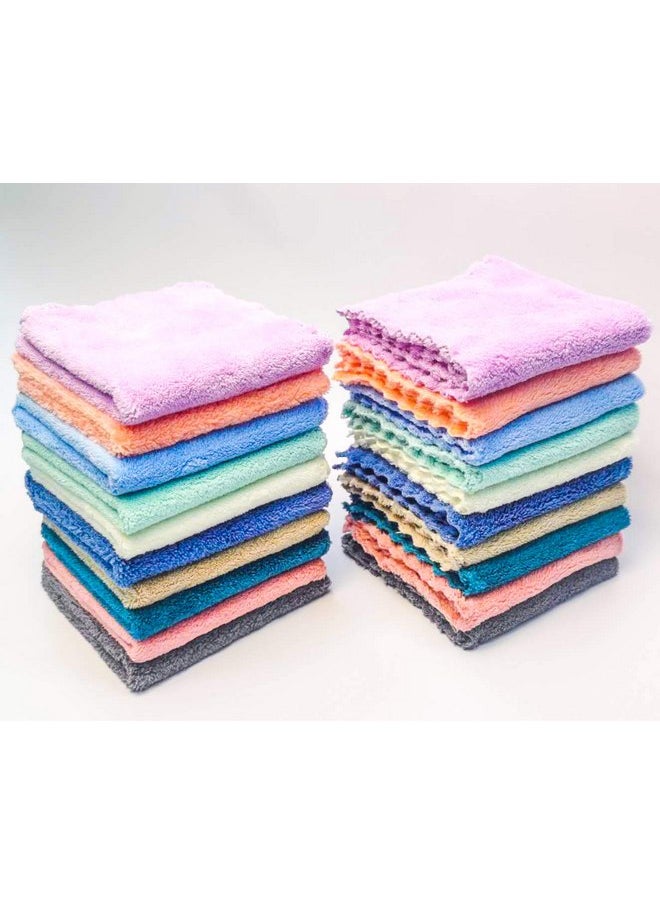 Kyapoo 20 Pack Baby Washcloths Microfiber Coral Fleece Extra Absorbent and Soft for Newborns, Infants and Toddlers