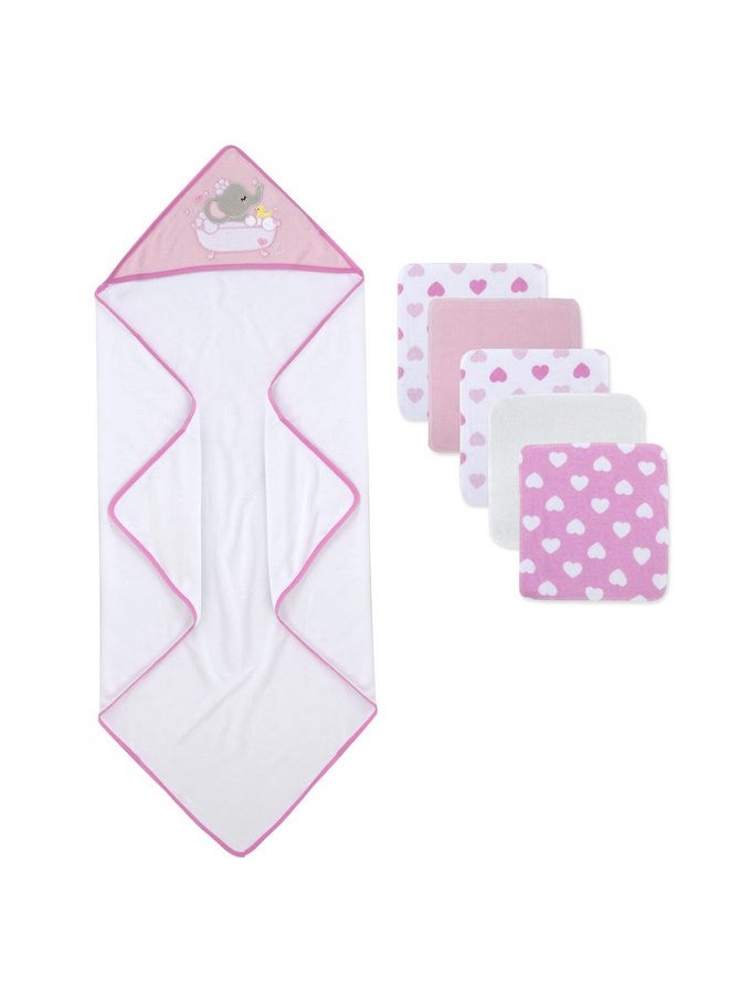Baby Hooded Towel and Washcloth Set for Infants, Boys and Girls 6-12 Months (Effervescent Elephant)