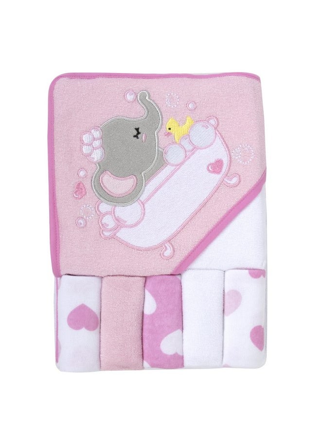 Baby Hooded Towel and Washcloth Set for Infants, Boys and Girls 6-12 Months (Effervescent Elephant)