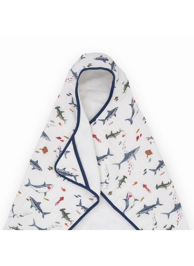 Little Unicorn Cotton Muslin & Terry Hooded Towel, Larger Size 1-6 Years