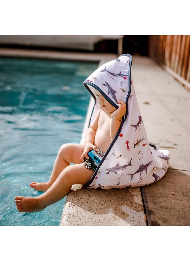 Little Unicorn Cotton Muslin & Terry Hooded Towel, Larger Size 1-6 Years