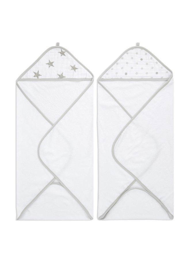 aden + anais Classic Hooded Baby Bath Towel, 100% Terry Cotton, 2 Pack, Dusty