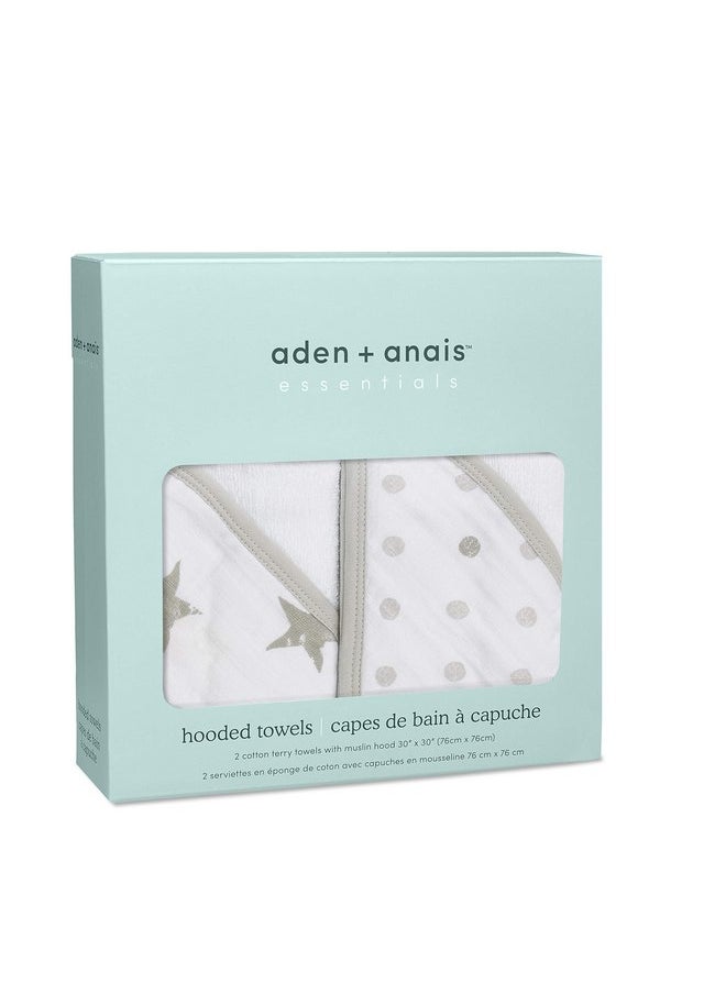 aden + anais Classic Hooded Baby Bath Towel, 100% Terry Cotton, 2 Pack, Dusty