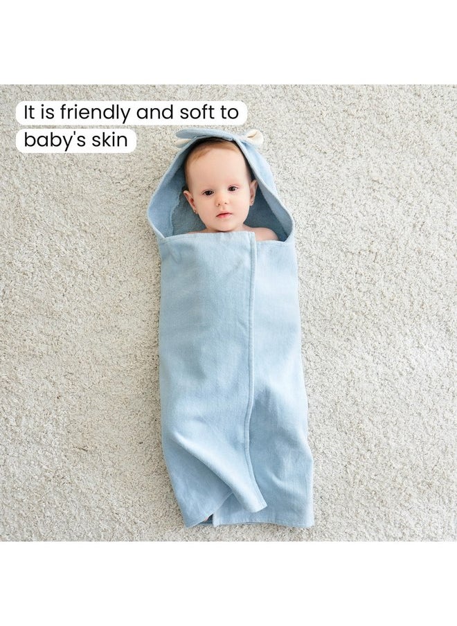 Softan 2 Pack Baby Hooded Towels, Premium Soft Cotton Baby Bath Towels with Hood, Extra Thick and Super Absorbent, Essential for Newborns, Infants and Toddlers (Blue Elephant & White Unicorn)
