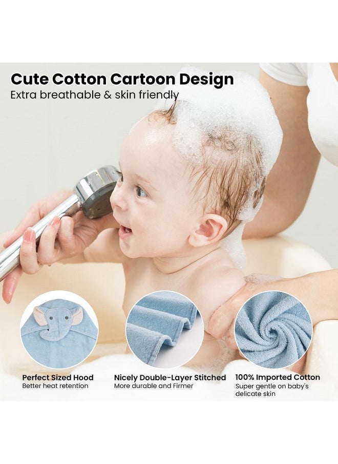 Softan 2 Pack Baby Hooded Towels, Premium Soft Cotton Baby Bath Towels with Hood, Extra Thick and Super Absorbent, Essential for Newborns, Infants and Toddlers (Blue Elephant & White Unicorn)
